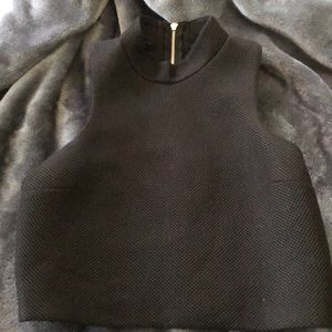 high neck black crop top